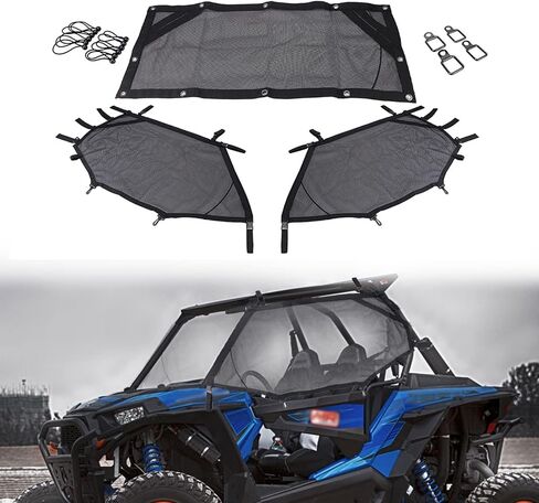 RZR Soft Window Nets Mesh Front Rear Right and Left Window Shade Shield Cover Roll Cage Mesh Guard Sunshade Cover for UTV Polaris RZR 570 800 1000 900 RZR XP Turbo 2015-2019 2 Seat in Saudi Arabia