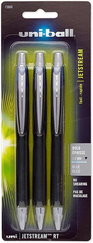 uni-ball Jetstream RT Ballpoint Pens, Bold Point (1.0mm), Black, 3 Count in Saudi Arabia
