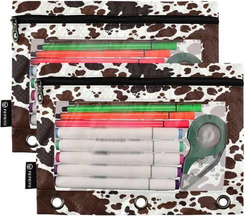 Pink Marble Binder Pencil Pouch 3 Ring,Zipper Pencil Case with Clear Window Pencil Pouch 2 Pack for School Classroom Office Organizers in Saudi Arabia