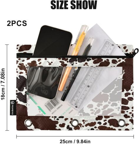 Pink Marble Binder Pencil Pouch 3 Ring,Zipper Pencil Case with Clear Window Pencil Pouch 2 Pack for School Classroom Office Organizers in Saudi Arabia