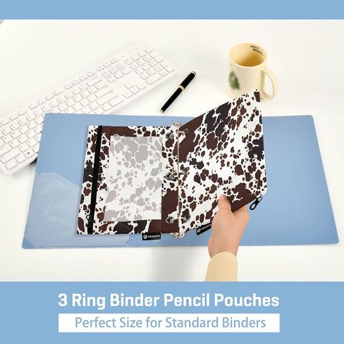 Pink Marble Binder Pencil Pouch 3 Ring,Zipper Pencil Case with Clear Window Pencil Pouch 2 Pack for School Classroom Office Organizers in Saudi Arabia