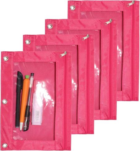 Binder Fabric Pencil Pouch 3-Ring Binder Pencil Case Bag with Zipper 4 Pack (blue) in Saudi Arabia