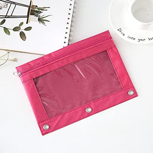 Binder Fabric Pencil Pouch 3-Ring Binder Pencil Case Bag with Zipper 4 Pack (blue) in Saudi Arabia