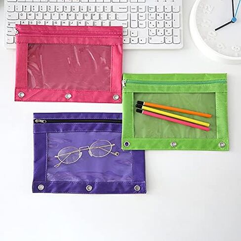 Binder Fabric Pencil Pouch 3-Ring Binder Pencil Case Bag with Zipper 4 Pack (blue) in Saudi Arabia