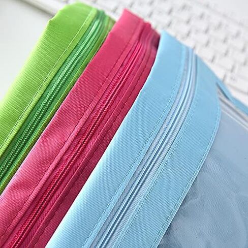 Binder Fabric Pencil Pouch 3-Ring Binder Pencil Case Bag with Zipper 4 Pack (blue) in Saudi Arabia