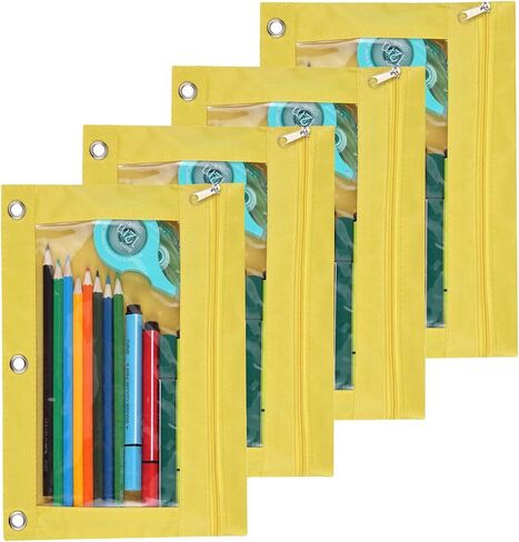 Binder Fabric Pencil Pouch 3-Ring Binder Pencil Case Bag with Zipper 4 Pack (blue) in Saudi Arabia
