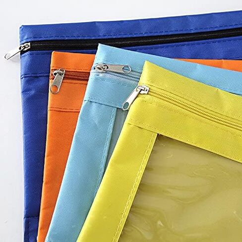 Binder Fabric Pencil Pouch 3-Ring Binder Pencil Case Bag with Zipper 4 Pack (blue) in Saudi Arabia