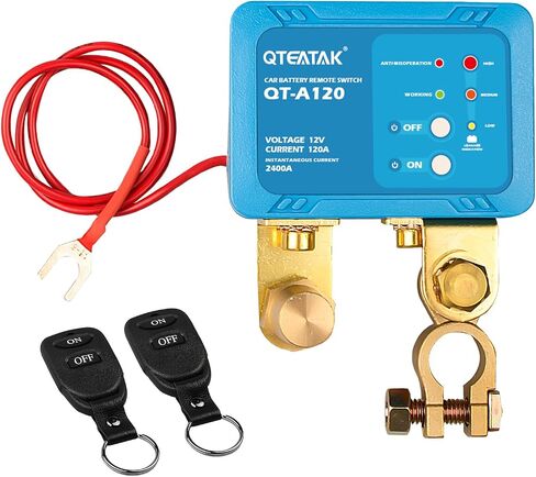 QTEATAK Wireless Remote Control Car Battery Kill Switch - 12V 120A, 2400A Instantaneous Current, Anti-Theft, Battery Leakage Protection, with 2 Remote Control Keys in Saudi Arabia