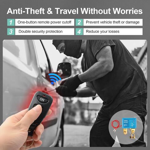 QTEATAK Wireless Remote Control Car Battery Kill Switch - 12V 120A, 2400A Instantaneous Current, Anti-Theft, Battery Leakage Protection, with 2 Remote Control Keys in Saudi Arabia