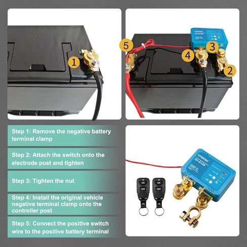 QTEATAK Wireless Remote Control Car Battery Kill Switch - 12V 120A, 2400A Instantaneous Current, Anti-Theft, Battery Leakage Protection, with 2 Remote Control Keys in Saudi Arabia