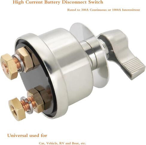 مفتاح فصل البطارية عالي التيار 300 أمبير، مفتاح قطع طاقة البطارية الرئيسي مع لوحة وجه للسيارة RV والبحرية (تشغيل/إيقاف غطاء الألومنيوم) 12-48 فولت in Kuwait