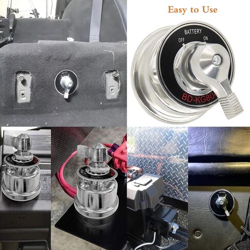 مفتاح فصل البطارية عالي التيار 300 أمبير، مفتاح قطع طاقة البطارية الرئيسي مع لوحة وجه للسيارة RV والبحرية (تشغيل/إيقاف غطاء الألومنيوم) 12-48 فولت in Kuwait