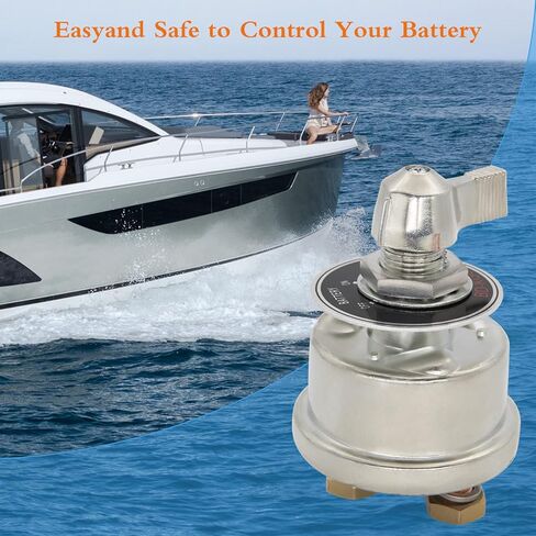 مفتاح فصل البطارية عالي التيار 300 أمبير، مفتاح قطع طاقة البطارية الرئيسي مع لوحة وجه للسيارة RV والبحرية (تشغيل/إيقاف غطاء الألومنيوم) 12-48 فولت in Kuwait