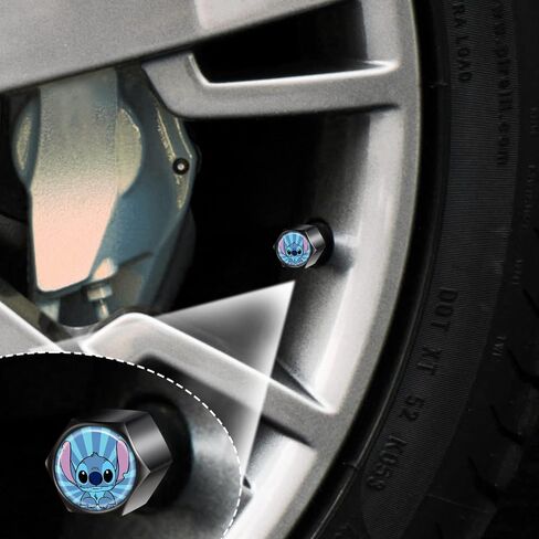 Akkya Tire Valve Stem Caps Cover for Car Bike Bicycle Motorcycles Tractors Mountain Bikes Trucks Cute Cartoon Trendy Black Metal Chrome Tire Air Pressure Covers Wheel Accessories Parts in Saudi Arabia