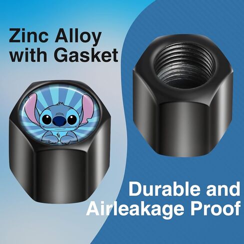 Akkya Tire Valve Stem Caps Cover for Car Bike Bicycle Motorcycles Tractors Mountain Bikes Trucks Cute Cartoon Trendy Black Metal Chrome Tire Air Pressure Covers Wheel Accessories Parts in Saudi Arabia