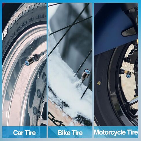 Akkya Tire Valve Stem Caps Cover for Car Bike Bicycle Motorcycles Tractors Mountain Bikes Trucks Cute Cartoon Trendy Black Metal Chrome Tire Air Pressure Covers Wheel Accessories Parts in Saudi Arabia