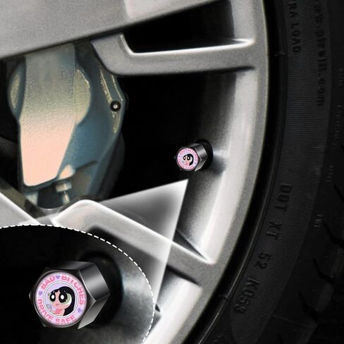 Akkya Tire Valve Stem Caps Cover for Car Bike Bicycle Motorcycles Tractors Mountain Bikes Trucks Cute Cartoon Trendy Black Metal Chrome Tire Air Pressure Covers Wheel Accessories Parts in Saudi Arabia