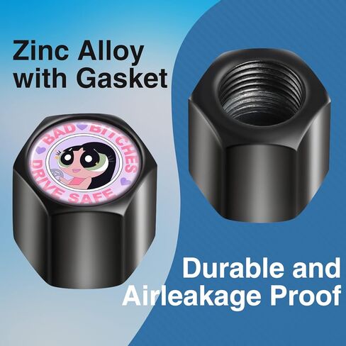 Akkya Tire Valve Stem Caps Cover for Car Bike Bicycle Motorcycles Tractors Mountain Bikes Trucks Cute Cartoon Trendy Black Metal Chrome Tire Air Pressure Covers Wheel Accessories Parts in Saudi Arabia
