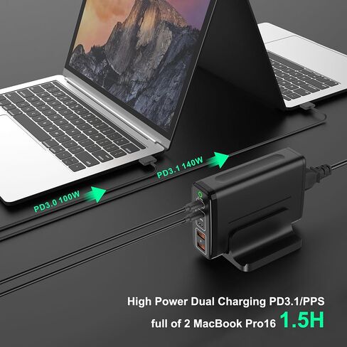شاحن USB C GaN بقدرة 245 وات، محطة شحن Ubigbuy بقدرة 140 وات 5 منافذ PD3.1 USB C، شاحن كمبيوتر محمول USB C لسطح المكتب محمول للسفر USB C محول طاقة لجهاز MacBook Pro Air iPad Pro iPhone Samsung in Saudi Arabia