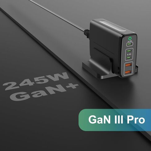 شاحن USB C GaN بقدرة 245 وات، محطة شحن Ubigbuy بقدرة 140 وات 5 منافذ PD3.1 USB C، شاحن كمبيوتر محمول USB C لسطح المكتب محمول للسفر USB C محول طاقة لجهاز MacBook Pro Air iPad Pro iPhone Samsung in Saudi Arabia