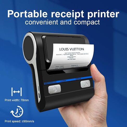 Bluetooth Receipt Printer 80mm Wireless Portable Thermal POS Printer for Small Business, Compatible with Android/Windows Not Square in Kuwait