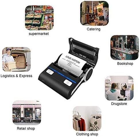 Bluetooth Receipt Printer 80mm Wireless Portable Thermal POS Printer for Small Business, Compatible with Android/Windows Not Square in Kuwait