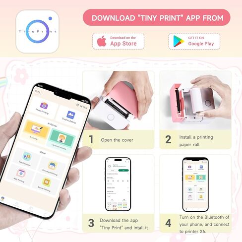 طابعة صغيرة، طابعة حرارية محمولة، طابعة ملصقات لاسلكية بدون حبر، طابعة صور جيب بلوتوث، صانع ملصقات للمجلة، الصور، الملاحظات، المذكرات، القوائم، سجل القصاصات، هدية للأطفال والنساء والفتيات in Saudi Arabia