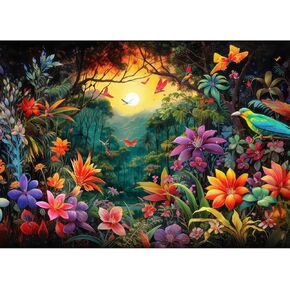 Jigsaw Puzzles 1000 Pieces, Beautiful Flower Birds Jigsaw Puzzle Fairy World for Adults Family Friends Lovers in Game Nights, Finished Size 27.56 x 19.7''