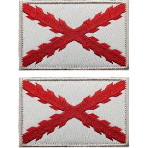 2 PCS AliPlus Spain Burgundy Cross Flag Patches Embroidered Patches Tactical Morale Patch Hook and Loop(White Red)