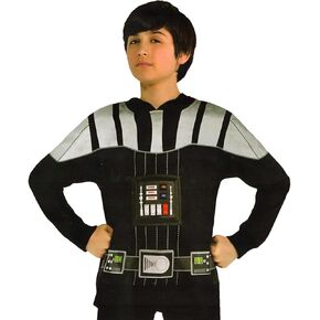 Star Wars Darth Vader Hoodie for Boys L/XL - 1 PC Pullover Star Wars Jacket مع لوحة صدر ثلاثية الأبعاد | دارث فيدر هالوين زي تأثيري أسود
