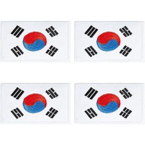 4pcs بقع العلم الكوري الكوري ، الخطاف والحلقة المطرزة بتصحيحات العلم التكتيكية لقرع الظهر على الظهر.