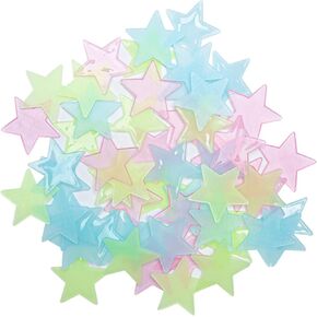 100 PCS Glow in the Dark Stars Wall Stickers - شارات مضيئة قابلة للإزالة لغرفة نوم الأطفال والحضانة وديكور السقف (متعدد الألوان)