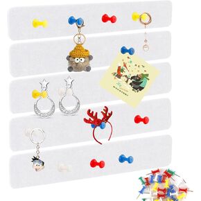 Cork Board Strips 5 Pcs White Felt Bulletin Board Self Adhesive Cork Strips Bulletin Bar Strip with 35 Push Pins Cork Boards for Walls Paste Notes Photo Schedule Home Classroom Wall Office Decorations