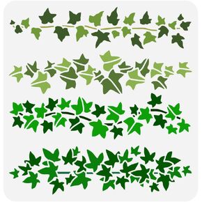 PheseNSPIRE Ivy Border Painting stencil 11.8x11.8 بوصة قابلة لإعادة الاستخدام Ivy Vines قالب الرسم كرمة الحدود الرسم استنسل نبات الحرف الطلاء على الطلاء على Wood Wood DIY Home Decoration