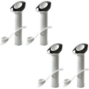 MARINE CITY White Nylon Flush Mount Rod Holder UV Stabilized 30 Degree with Cap Cover and 316 Stainless Steel Gasket (Pack of 4)