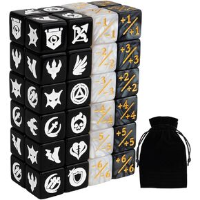 48 قطعة MTG DICE GUNTERS ICON COMMITS CONFORT COUNT PLUS 1 LIFE BUFF TOKENS DICE SET لملحقات لعبة TCG Magic Cards ، Black