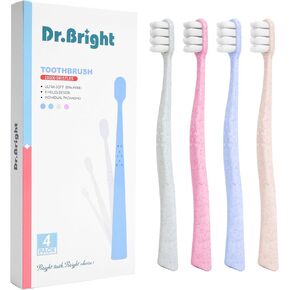 10000 Bristles Manual Toothbrush, Extra Soft Toothbrushes for Adults, for Sensitive Teeth and Receding Gums, Tooth Brush, Individual Packaging, 4 Pack