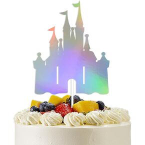 Castle Birthday Cake Topper - Castle Theme Birthday Cake Bunting, Princess Castle Happy Birthday Cake Decor, Little Princess Baby Shower Birthday Party Decorations Holographic in Kuwait