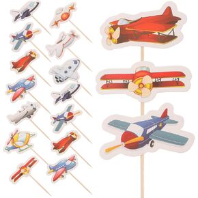Alasum Airplane Air Planes for Kids Toy Plane Kids Decor Paper Air Airplane Dessert Picks Baby Shower Cake Picks Bamboo Party Cake Picks Food Fruit Picks Toothpick Airplane Cupcake Toppers