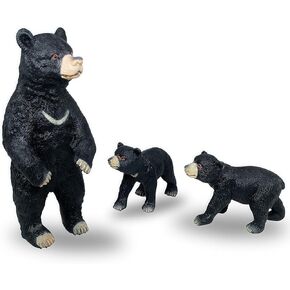 Gemini&Genius Grizzly Bear Figuine Toys, Forest Animals Figurines Mommas and Babies Toy Set, Safari Animals Family Playset, Great for Cake Toppers, Stocking Stuffers, Birthday Gift for Kids (Brown)