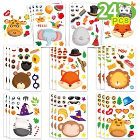 24 ورقة Make-A-Face Animals Mix ومطابقة للأطفال تفضل أنشطة أنشطة الأنشطة