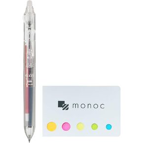 Pilot Frixion Multi Ballpoint Pen, Frixion Ball3 Slim 038, Ultra Fine 0.38mm, Clear body &"monoc" Original Sticky Note set