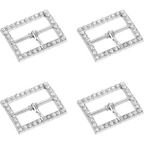 uxcell Rhinestone Roller Buckle, Single Prong Metal Belt Buckle Crystal Triglides Slider Movable Bar Strap Adjuster
