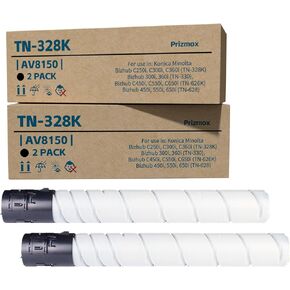 TN328K TN328 Black High Yield (28,000 Pages) Toner Cartridge Compatible Replacement for Konica Minolta Bizhub TN-328 TN330 TN626K TN628 for C250i C300i C360i C7130i Printer 2-Pack
