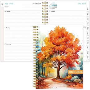 2025-2026 Planner-المخطط الأكاديمي 2025-2026 من يوليو 2025 إلى يونيو 2026 ، مخطط 2025-26 مع 12 علامات تبويب شهرية ، الجيب الداخلي ، 6.4 "× 8.5" ، Maple