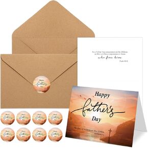 Spakon 25 Sets Father's Day Cards with Envelopes Christian Religious Cards Religious Notes Thank You Notes with Stickers Bible Verses Gift Card for Dad Husband Birthday Festival