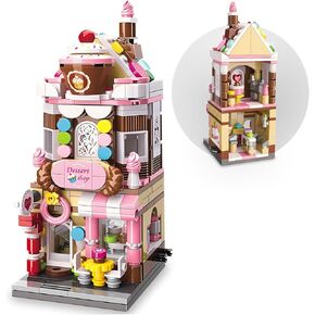 City Street View Girls Dessert House Building Set, MOC Creative Store Model DIY Toys Set, Unique Home Decor, 344 PCS Ideas Birthday Holidays Toy Gift Kids Girls Age 6-12