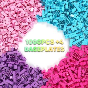 مجموعة طوب المباني الإبداعية لـ Reenwee للأطفال ، 1000 قطعة متنوعة ، متوافقة مع العلامات التجارية الرئيسية ، لوحات قاعدة مربعة 10 "× 10" مربعة