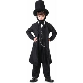 زي Lmyove Lincoln for Kids ، Play School Lincoln Costume for Kids ، American History Costume