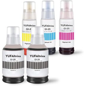 GI-25 GX2020 GX1020 Ink Refill Set Replacement for Canon GI-25 GI25 Pigment Ink Bottle Work for Canon PIXMA MegaTank GX2020 GX1020 Printer (Black Color, 5-Pack)